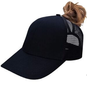 Messy Bun Black Cap